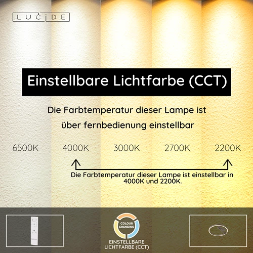Lucide APPLAUSE - Deckenleuchte - Ø 40 cm - LED Dim. - CCT - 1x26W 2200K/4000K - Grauguss | Premium - USP